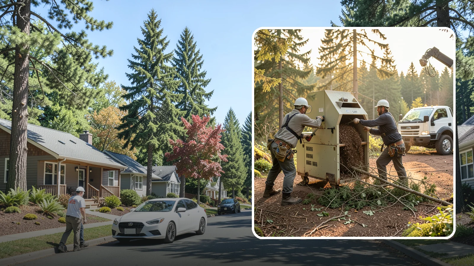 Brush Chipping in Orting, Pierce County, WA - The on-site chipping of brush and small branches into wood chips.