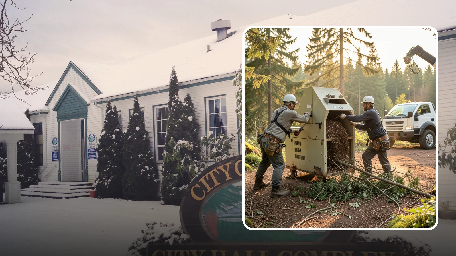 Brush Chipping in Pacific, King County, WA - The on-site chipping of brush and small branches into wood chips.