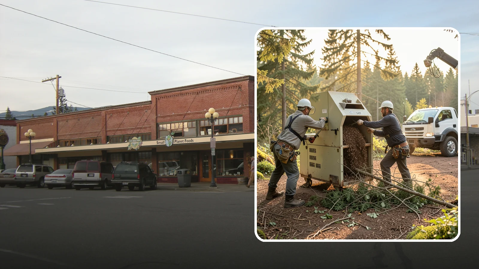 Brush Chipping in Sedro-Woolley, Skagit County, WA - The on-site chipping of brush and small branches into wood chips.
