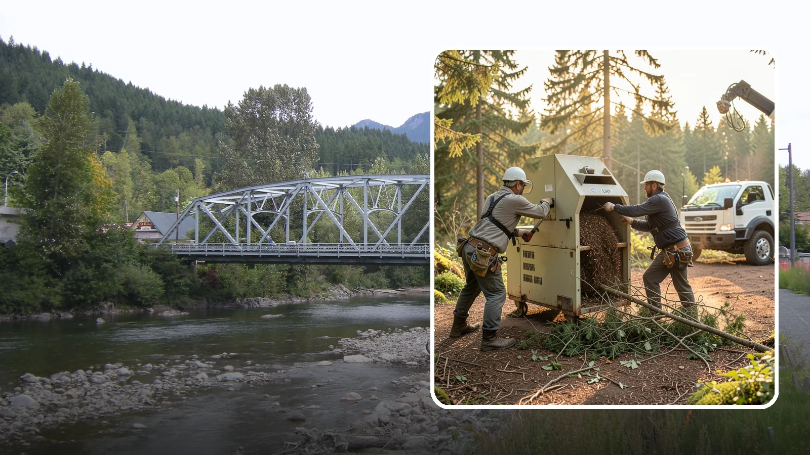 Brush Chipping in Skykomish, King County, WA - The on-site chipping of brush and small branches into wood chips.