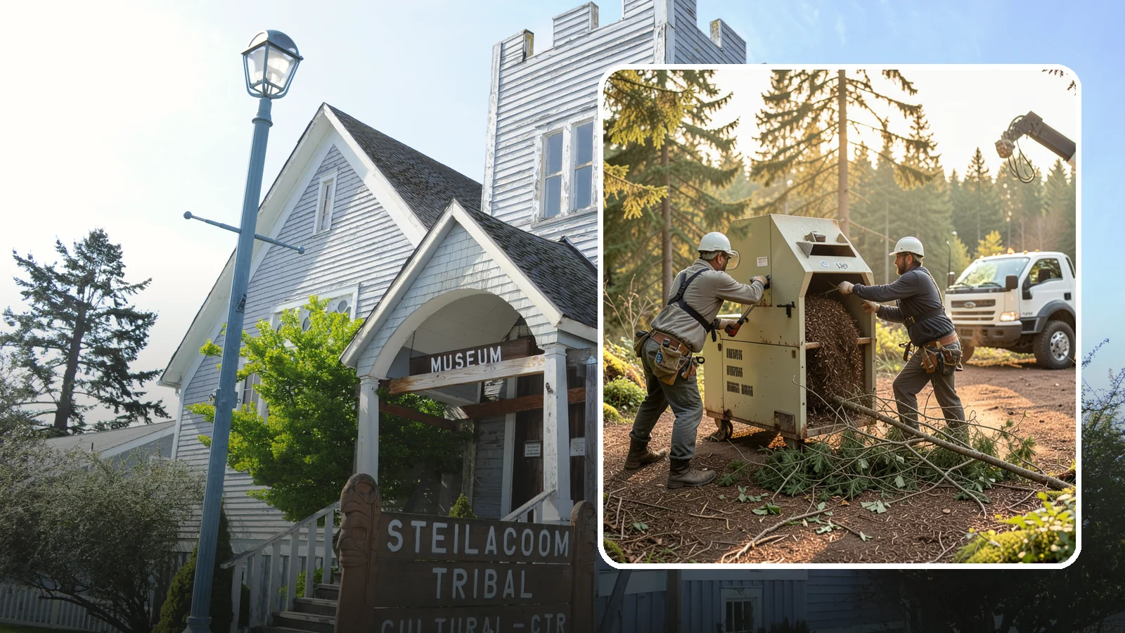 Brush Chipping in Steilacoom, Pierce County, WA - The on-site chipping of brush and small branches into wood chips.