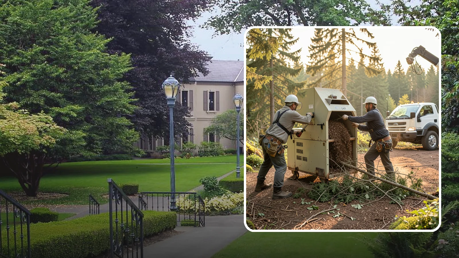 Brush Chipping in Woodinville, King County, WA - The on-site chipping of brush and small branches into wood chips.