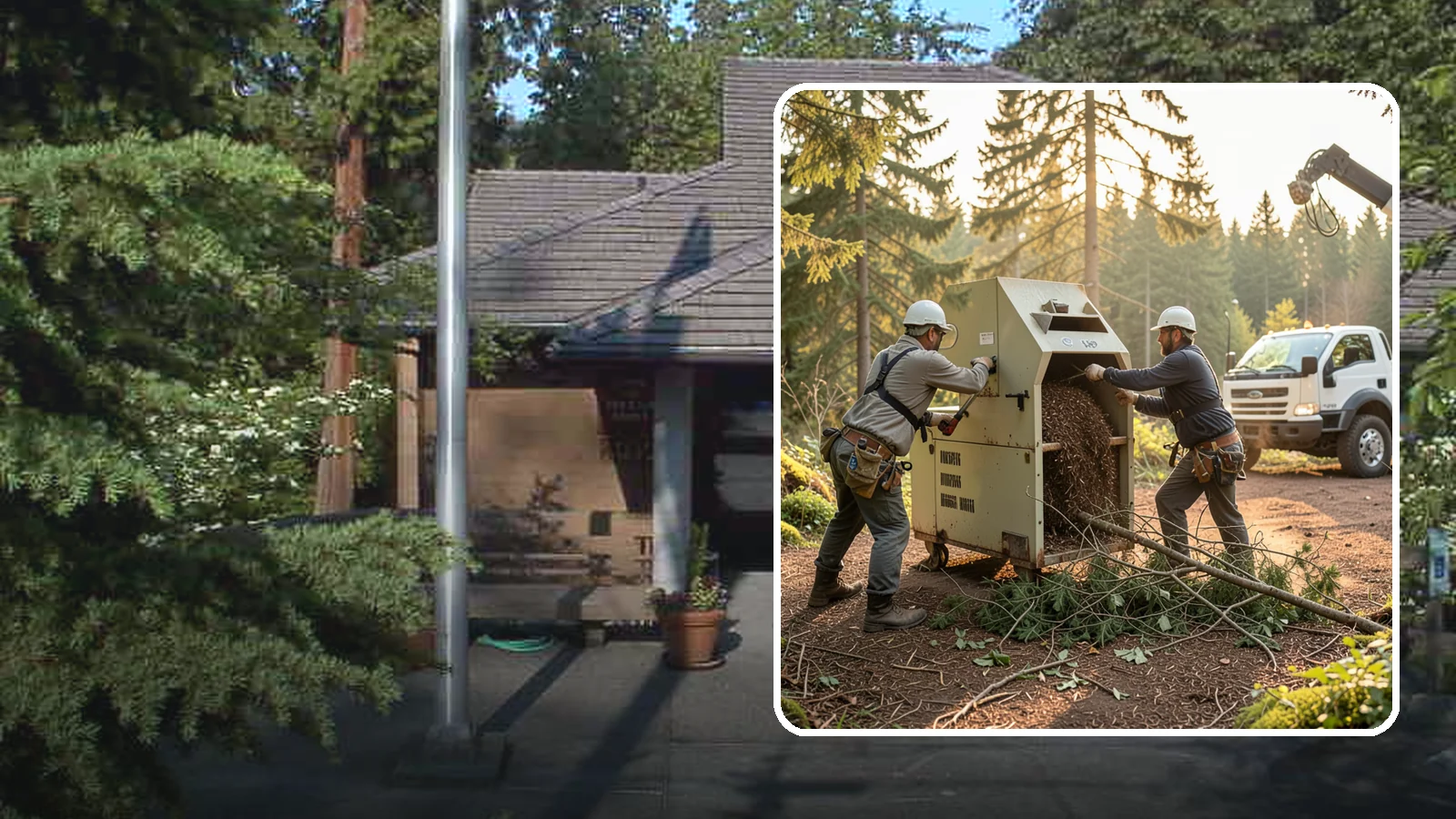 Brush Chipping in Yarrow Point, King County, WA - The on-site chipping of brush and small branches into wood chips.
