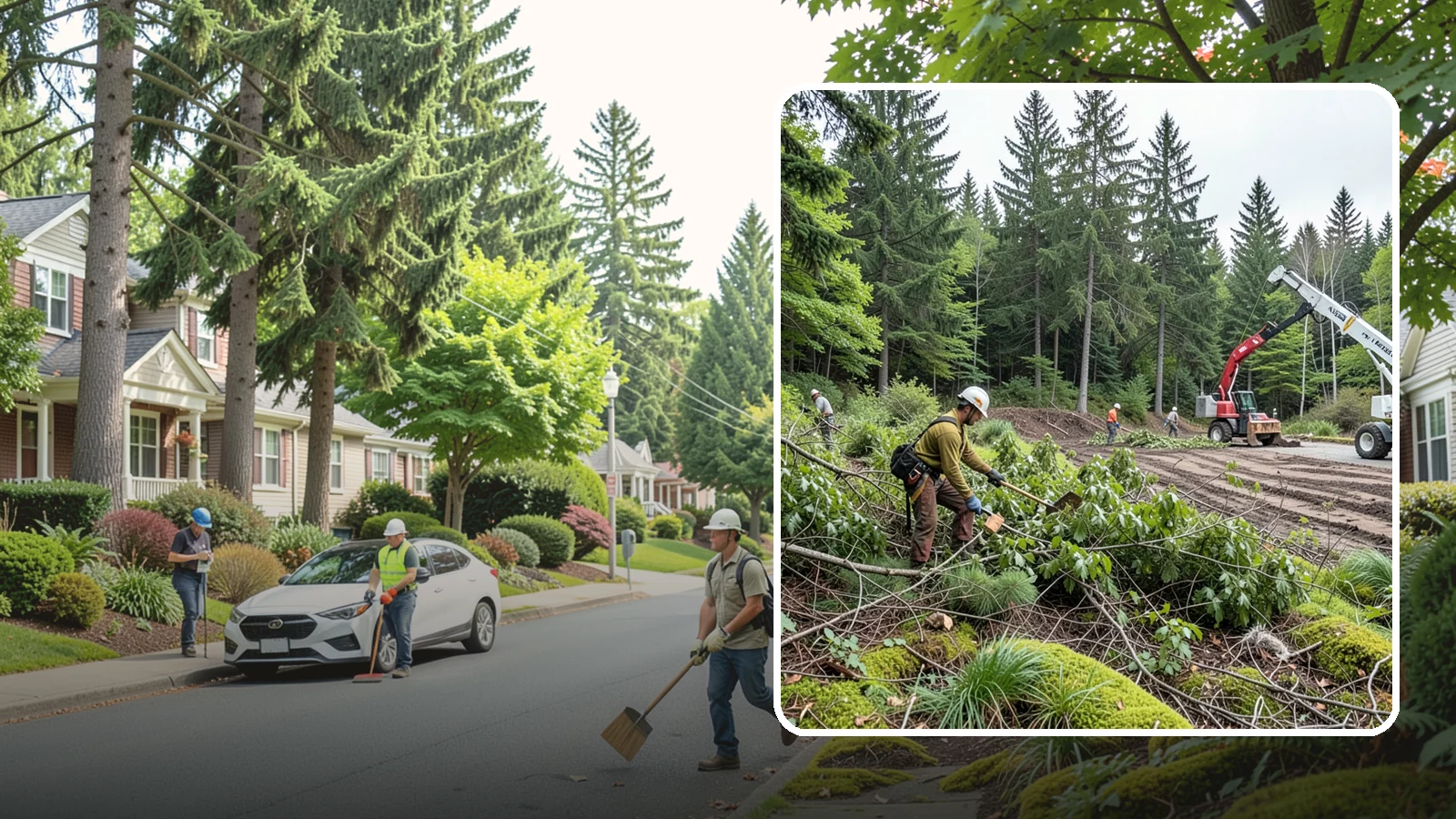 Brush clearing in Beaux Arts Village, King County, WA - The removal of brush and light vegetation.