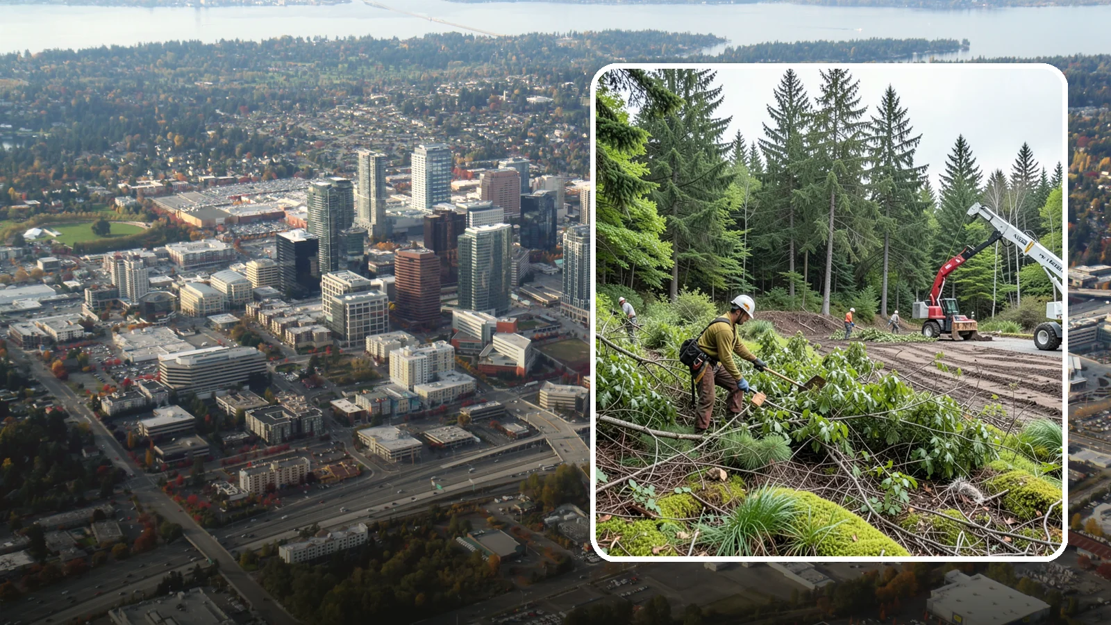 Brush clearing in Bellevue, King County, WA - The removal of brush and light vegetation.