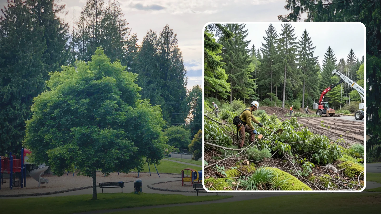 Brush clearing in Bonney Lake, Pierce County, WA - The removal of brush and light vegetation.