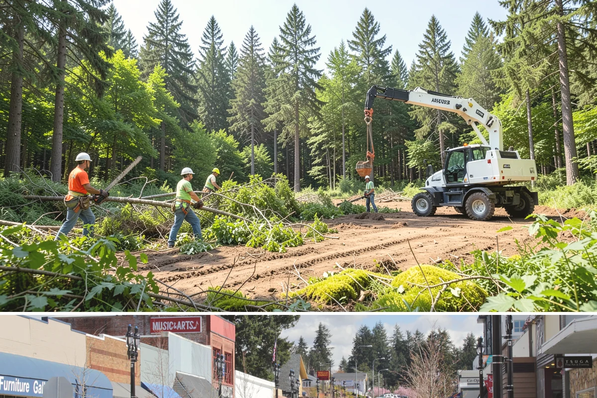 Brush clearing in Bothell, King County, WA - This work can be performed year-round but must account for wet or muddy ground conditions common in the Puget Sound climate that...