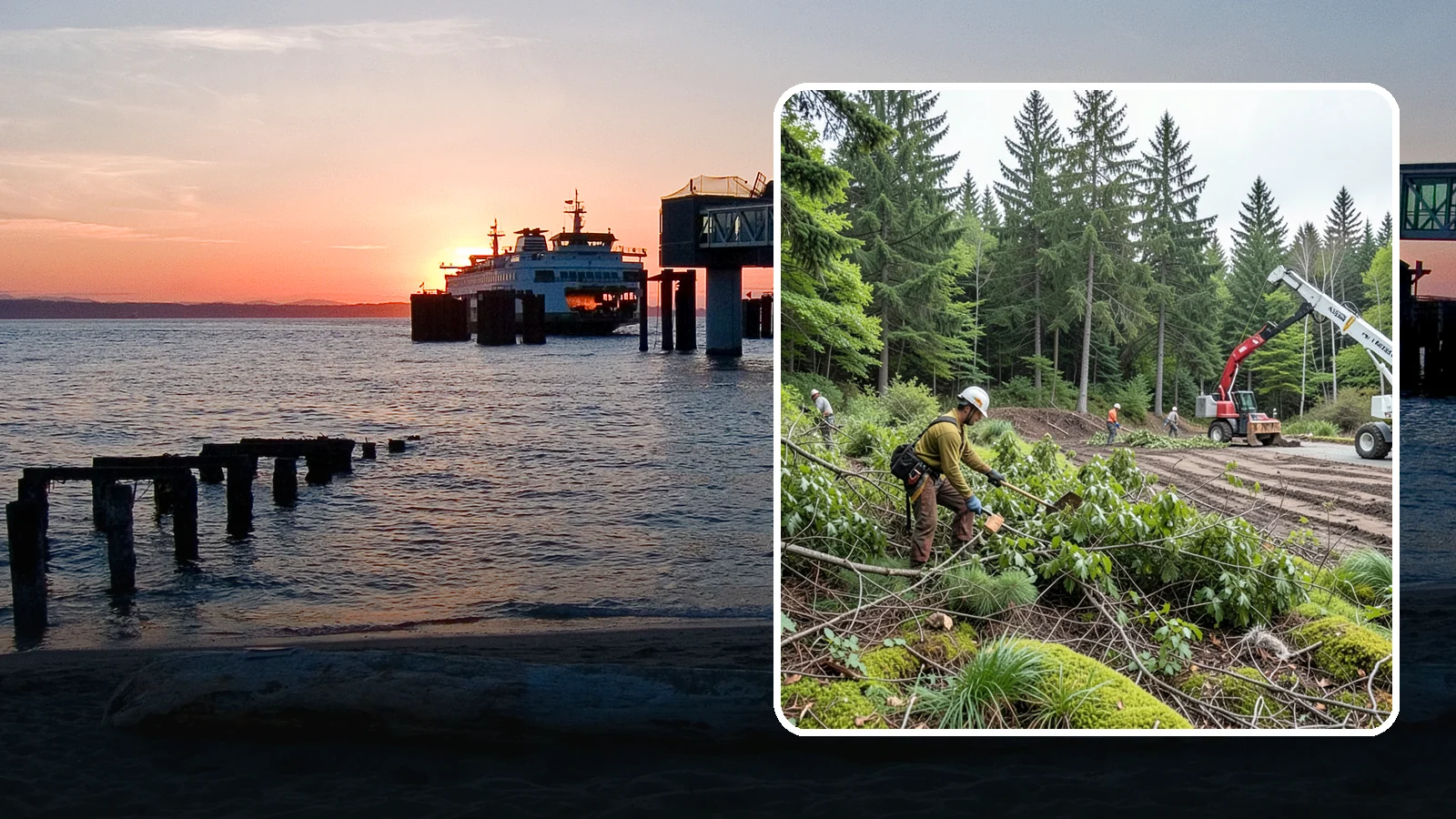 Brush clearing in Edmonds, Snohomish County, WA - The removal of brush and light vegetation.