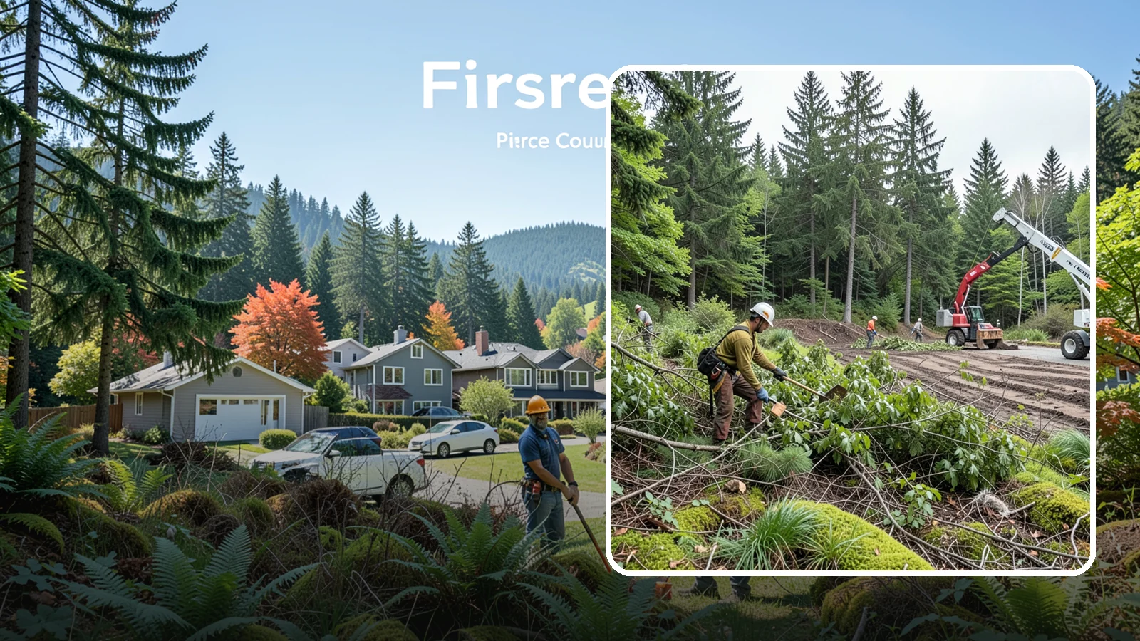 Brush clearing in Fircrest, Pierce County, WA - The removal of brush and light vegetation.