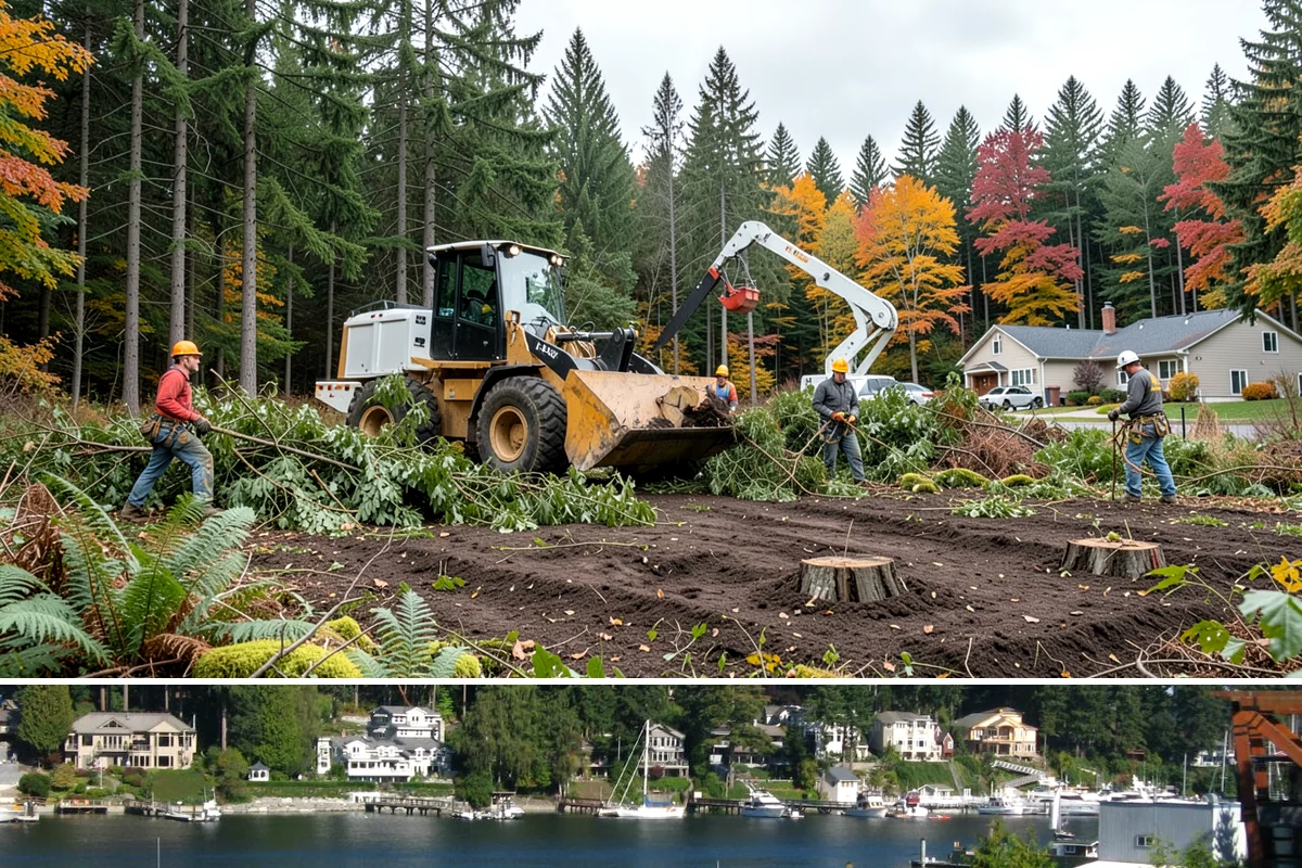 Brush clearing in Gig Harbor, Pierce County, WA - This work can be performed year-round but must account for wet or muddy ground conditions common in the Puget Sound climate that...