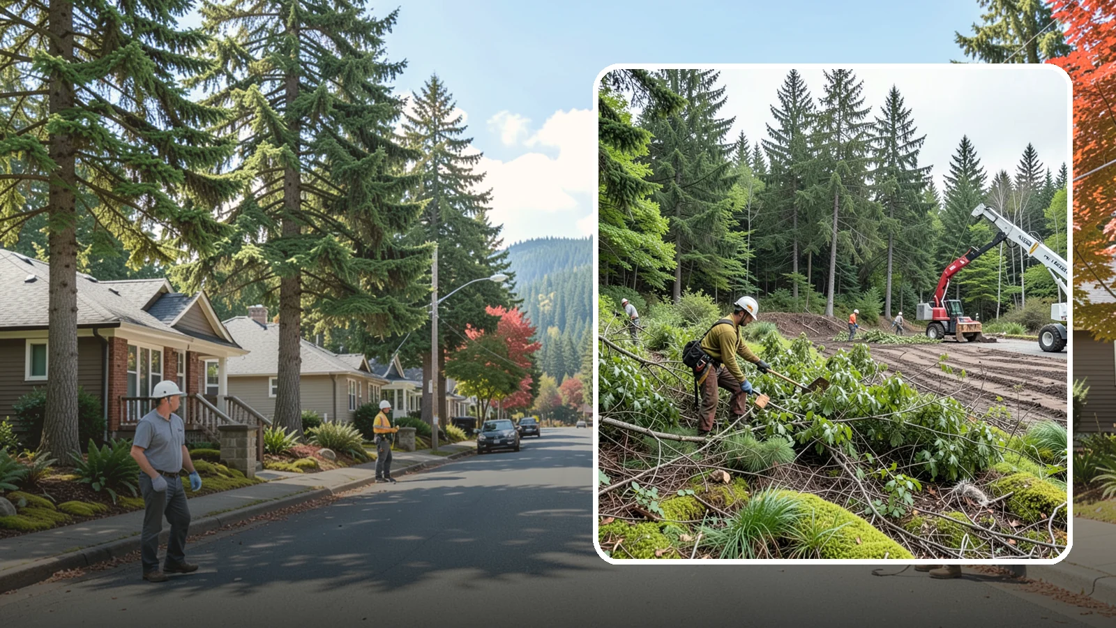 Brush clearing in Hunts Point, King County, WA - The removal of brush and light vegetation.