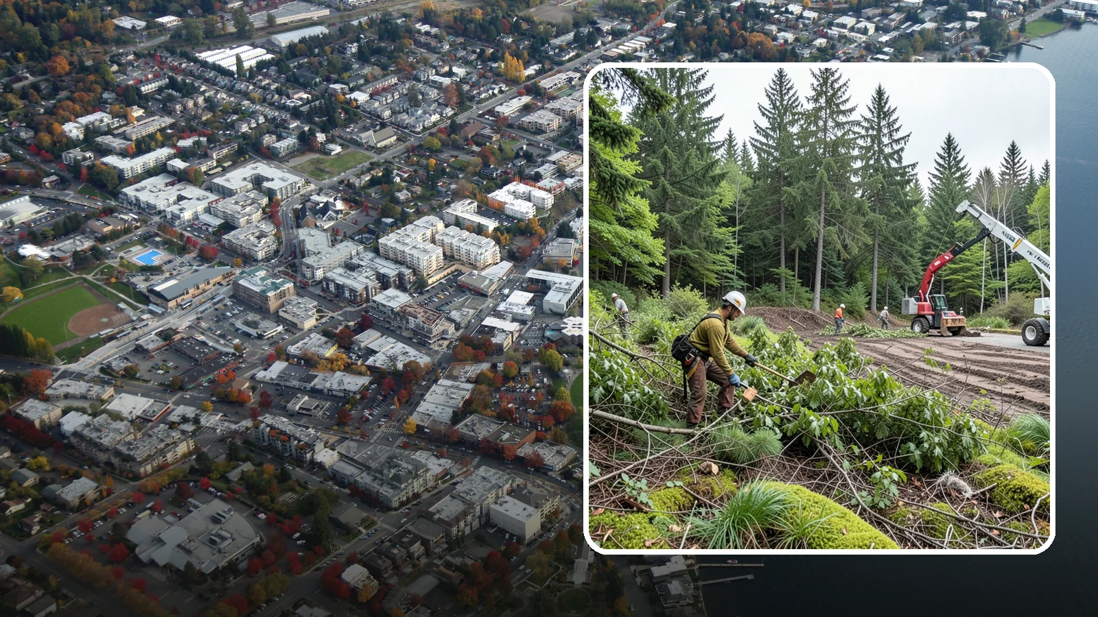 Brush clearing in Kirkland, King County, WA - The removal of brush and light vegetation.