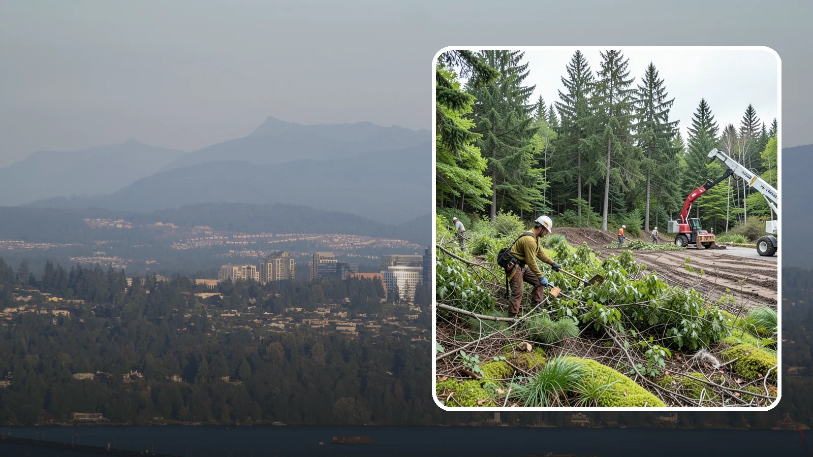 Brush clearing in Medina, King County, WA - The removal of brush and light vegetation.