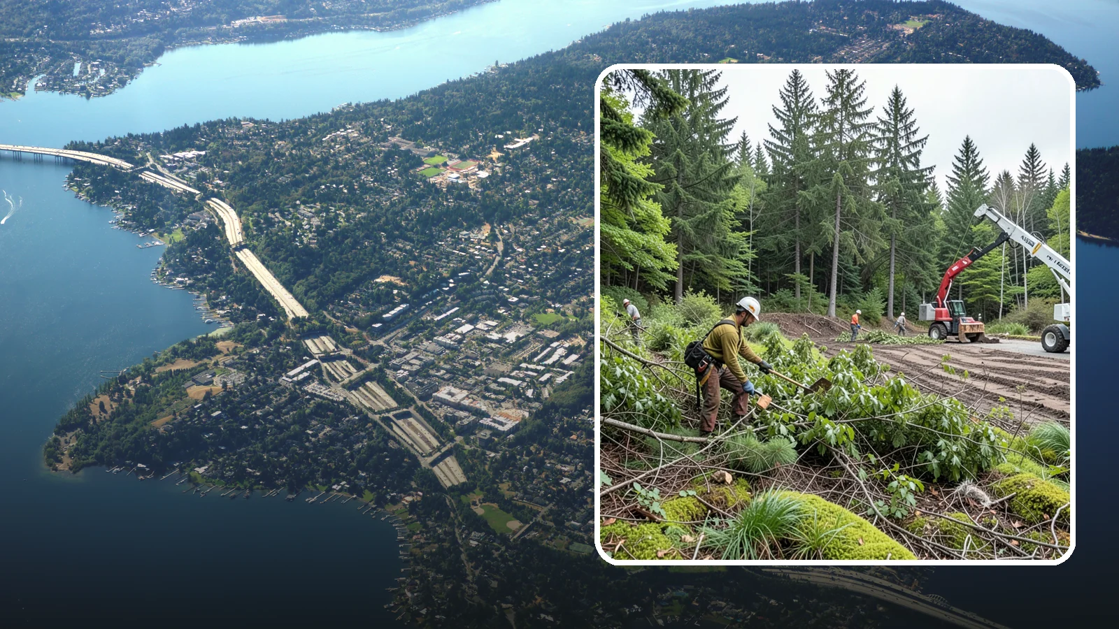 Brush clearing in Mercer Island, King County, WA - The removal of brush and light vegetation.