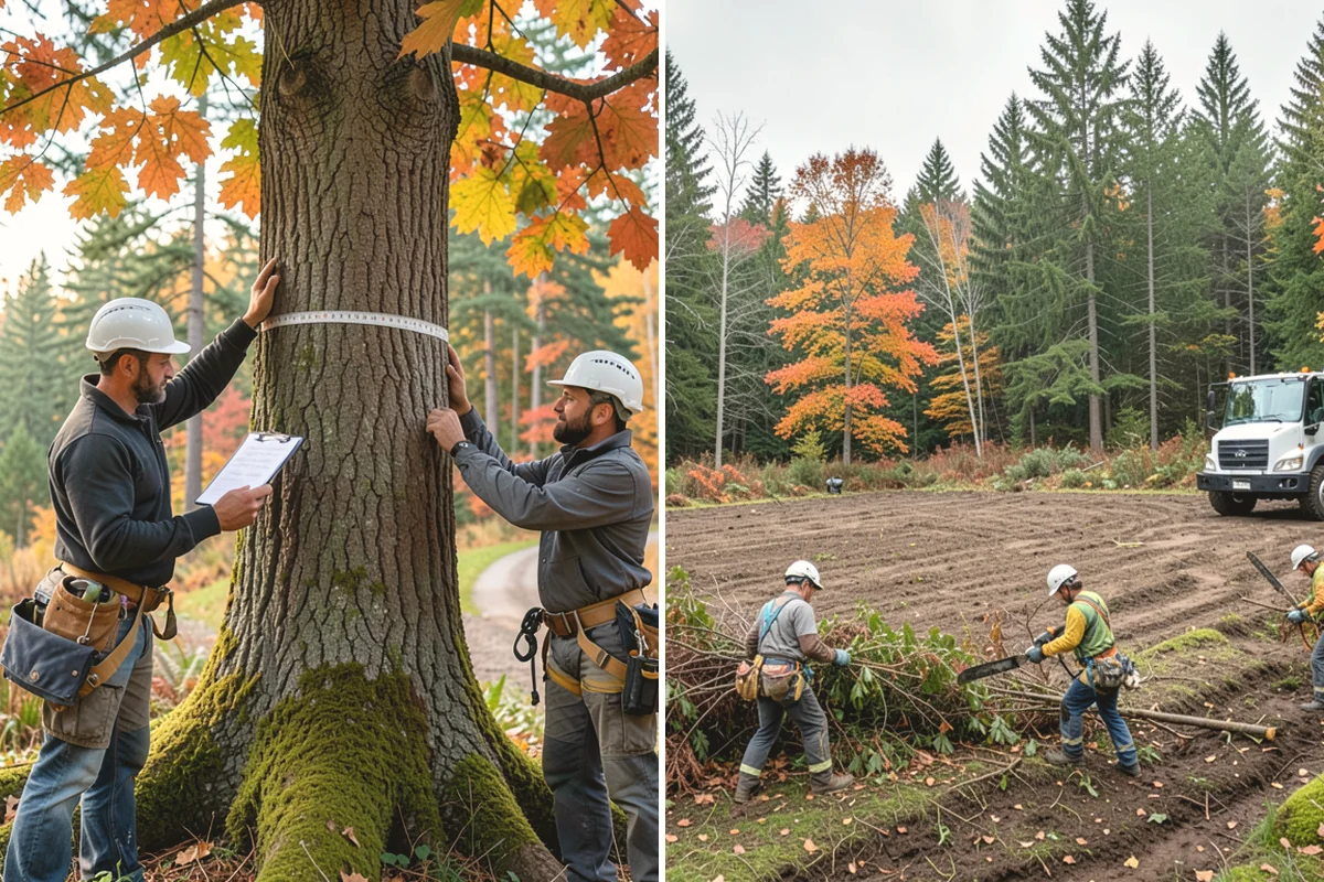 Brush clearing in Mill Creek, Snohomish County, WA - Assess the site and mark features to protect