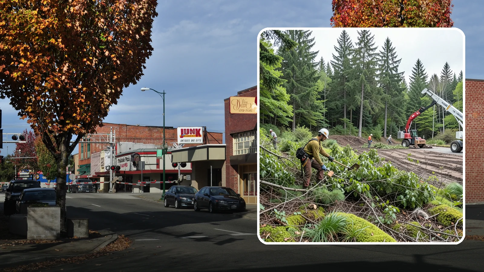 Brush clearing in Puyallup, Pierce County, WA - The removal of brush and light vegetation.