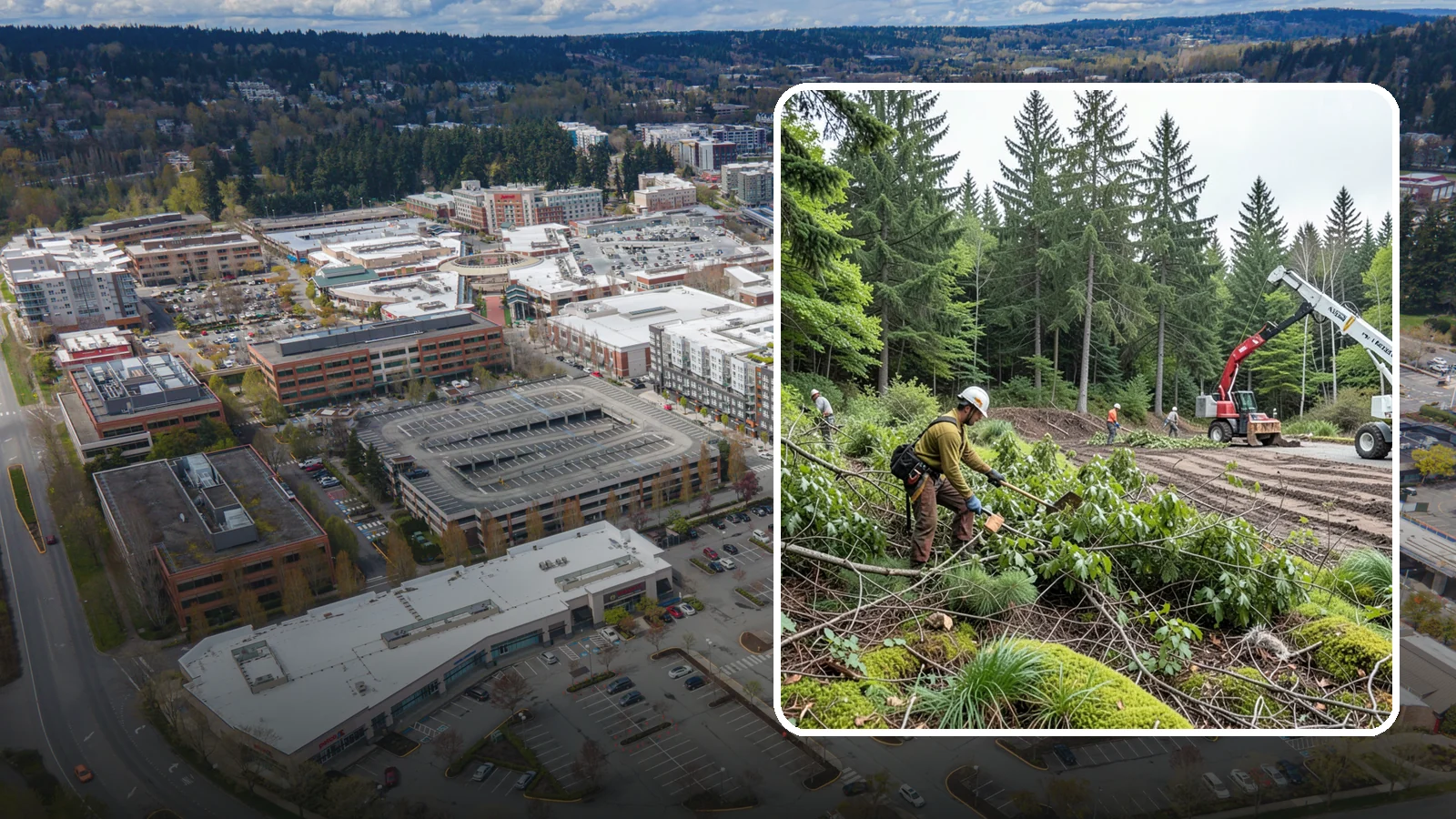 Brush clearing in Redmond, King County, WA - The removal of brush and light vegetation.