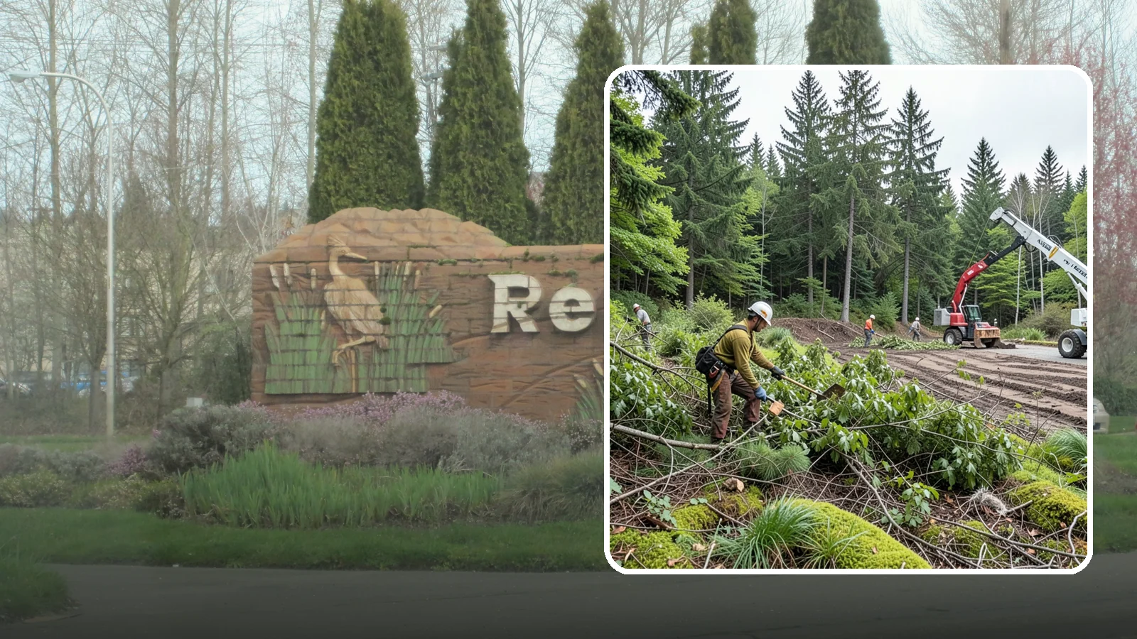 Brush clearing in Renton, King County, WA - The removal of brush and light vegetation.