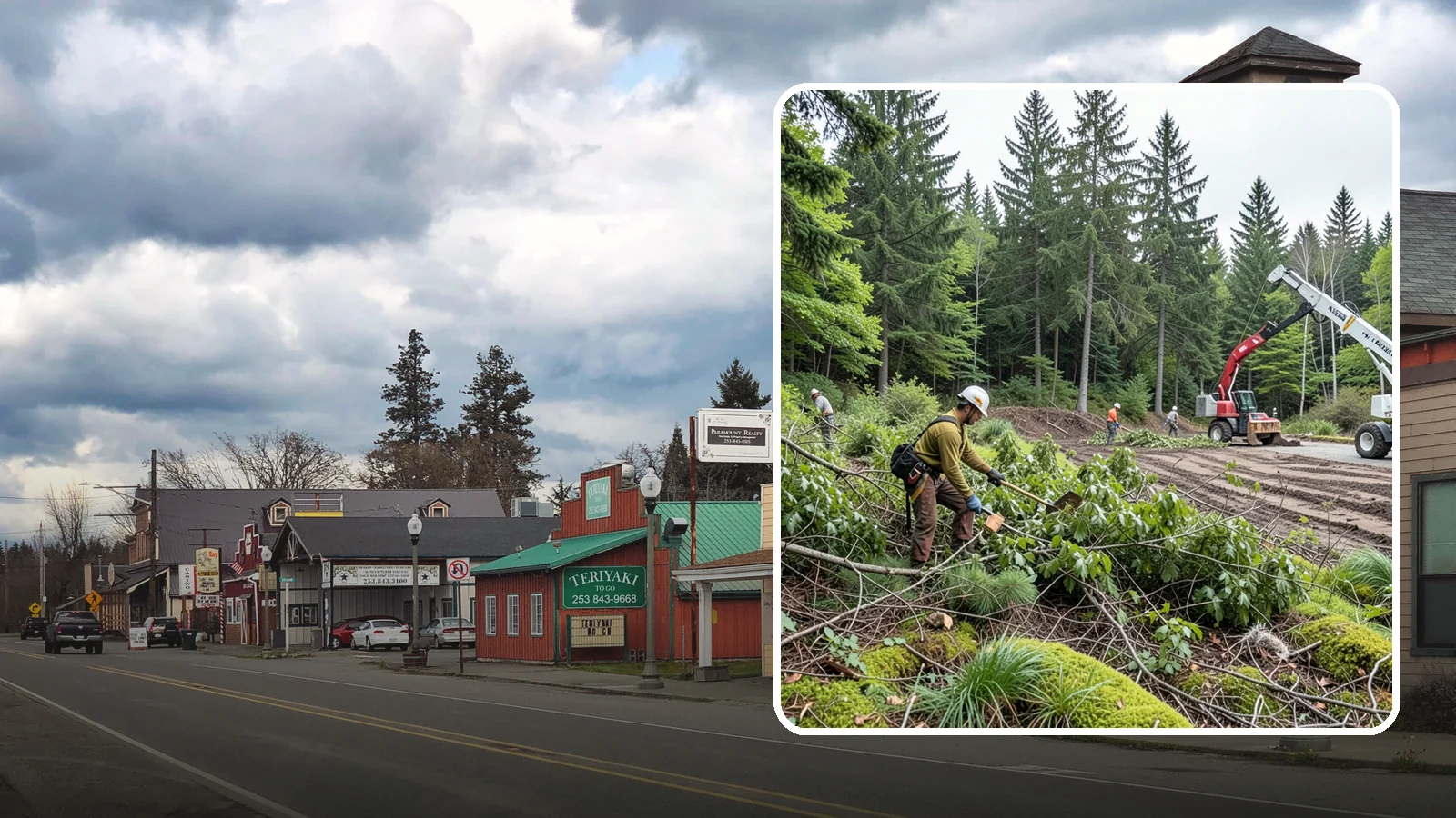 Brush clearing in Roy, Pierce County, WA - The removal of brush and light vegetation.