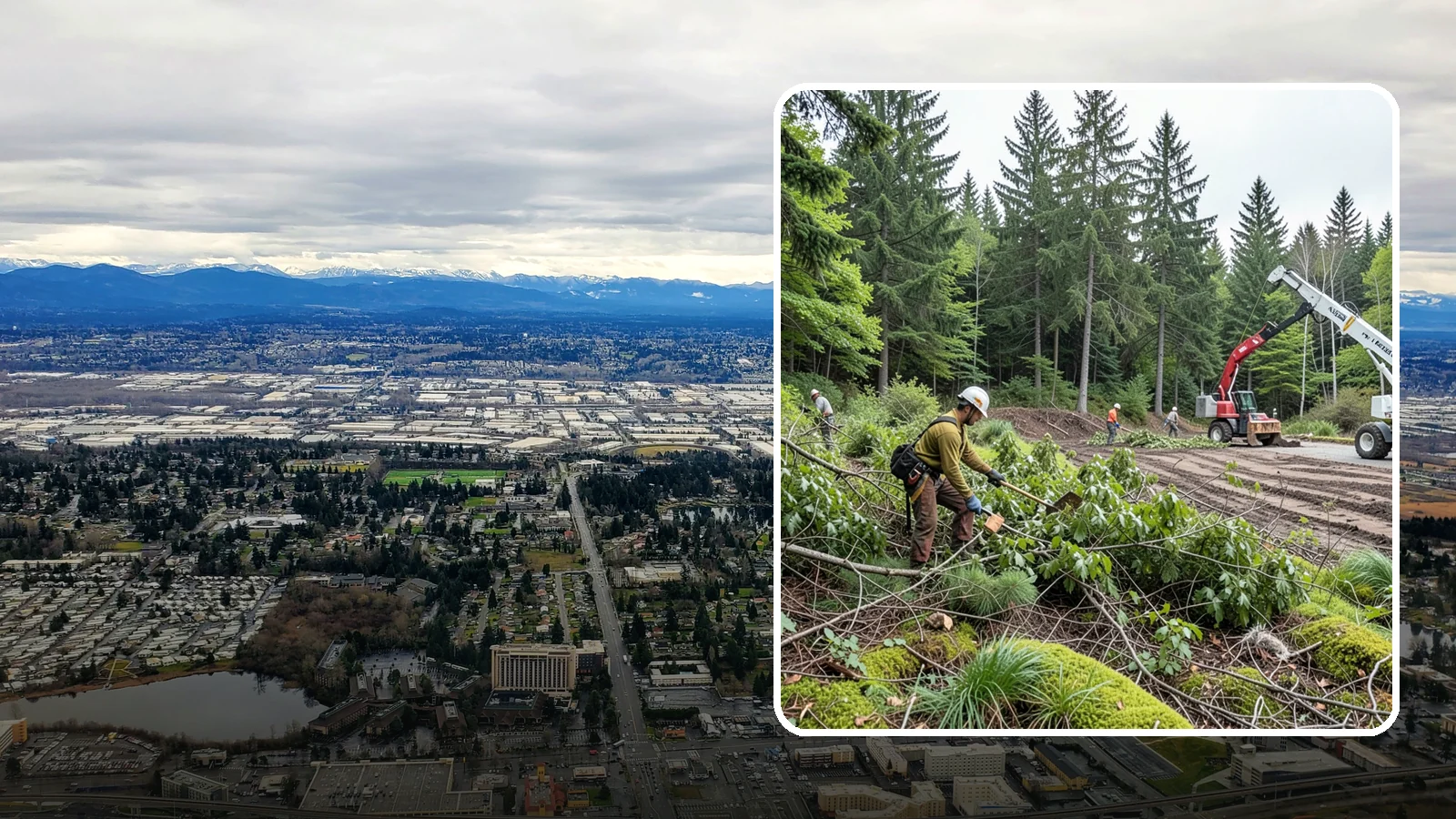 Brush clearing in SeaTac, King County, WA - The removal of brush and light vegetation.