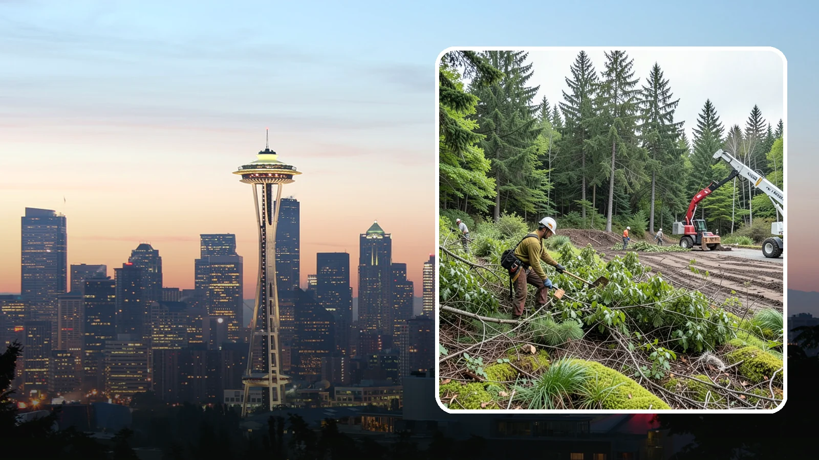 Brush clearing in Seattle, King County, WA - The removal of brush and light vegetation.