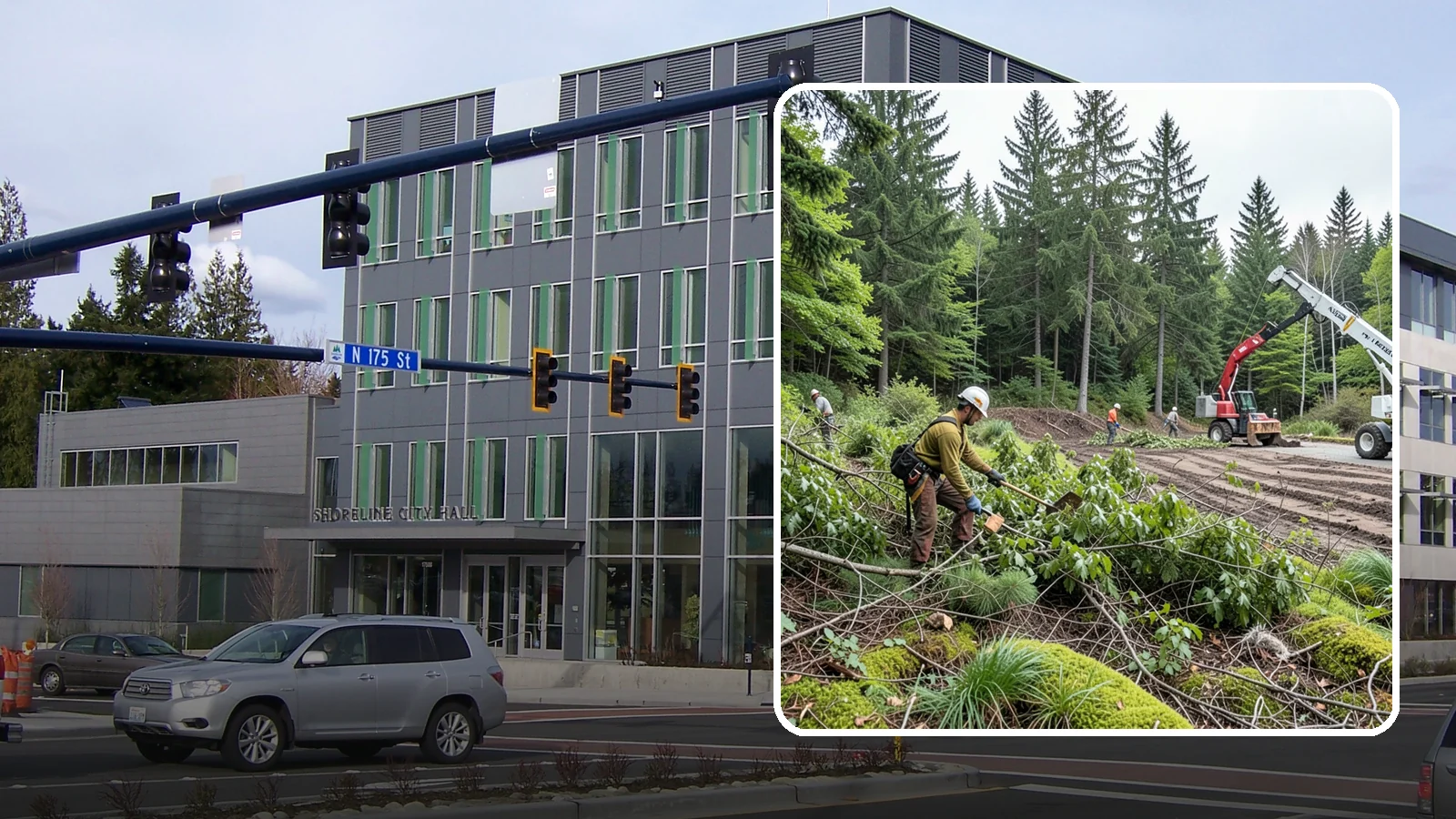 Brush clearing in Shoreline, King County, WA - The removal of brush and light vegetation.