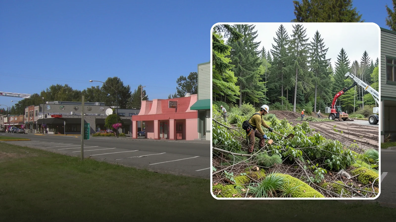 Brush clearing in Snoqualmie, King County, WA - The removal of brush and light vegetation.