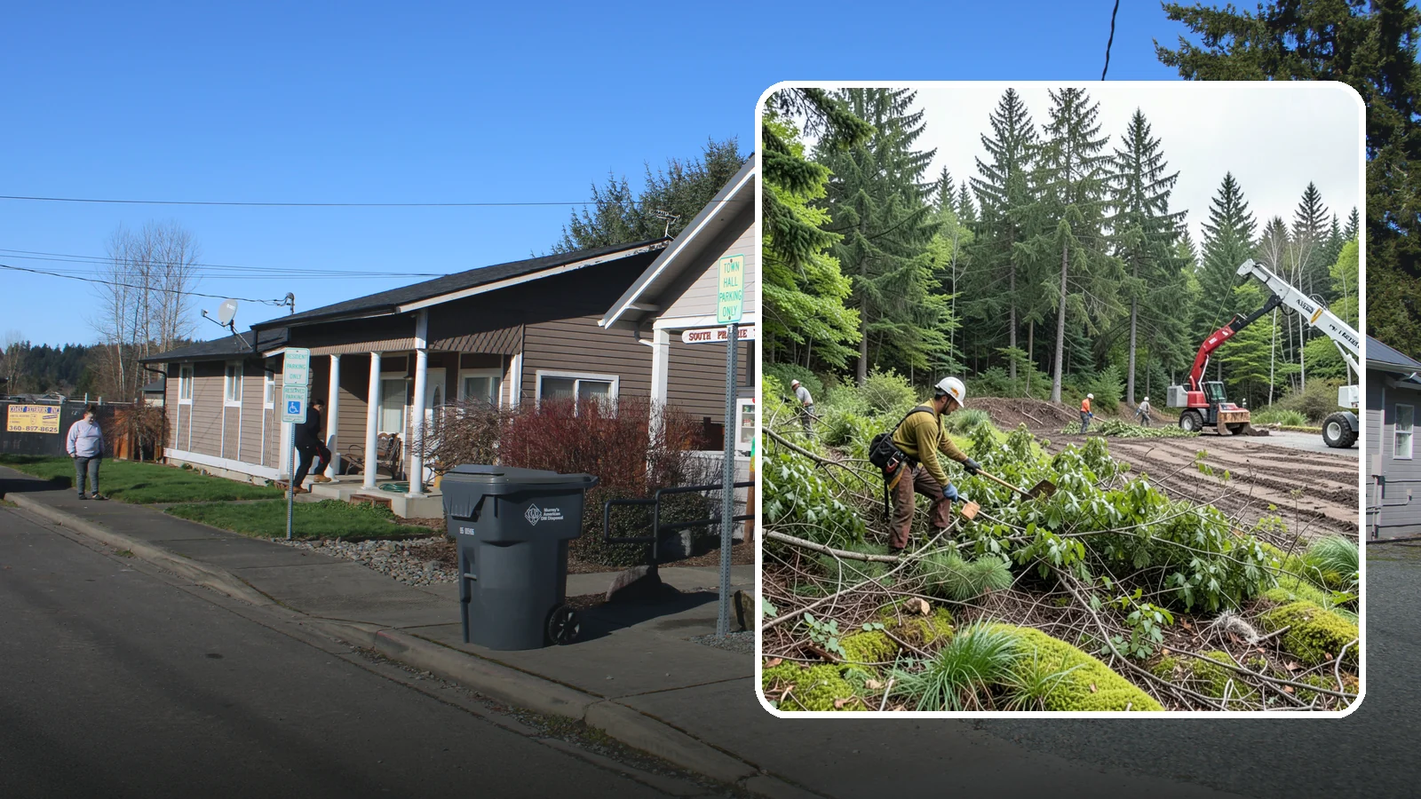 Brush clearing in South Prairie, Pierce County, WA - The removal of brush and light vegetation.
