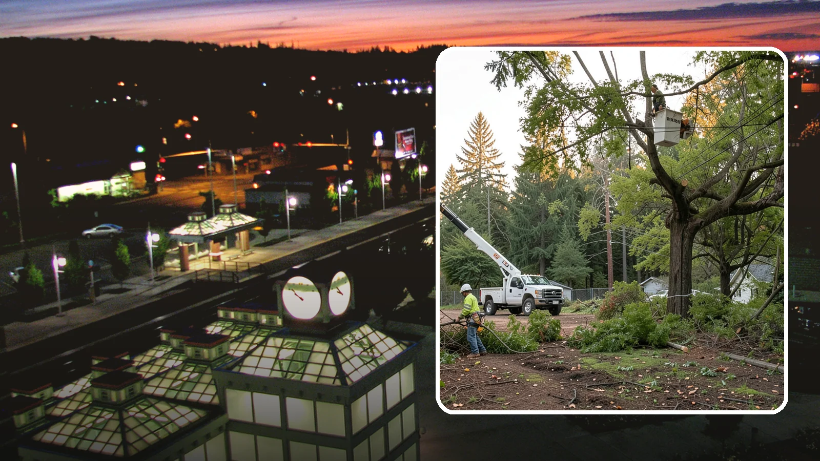 Building clearance pruning in Auburn, King County, WA - The pruning of branches away from walls and structures.