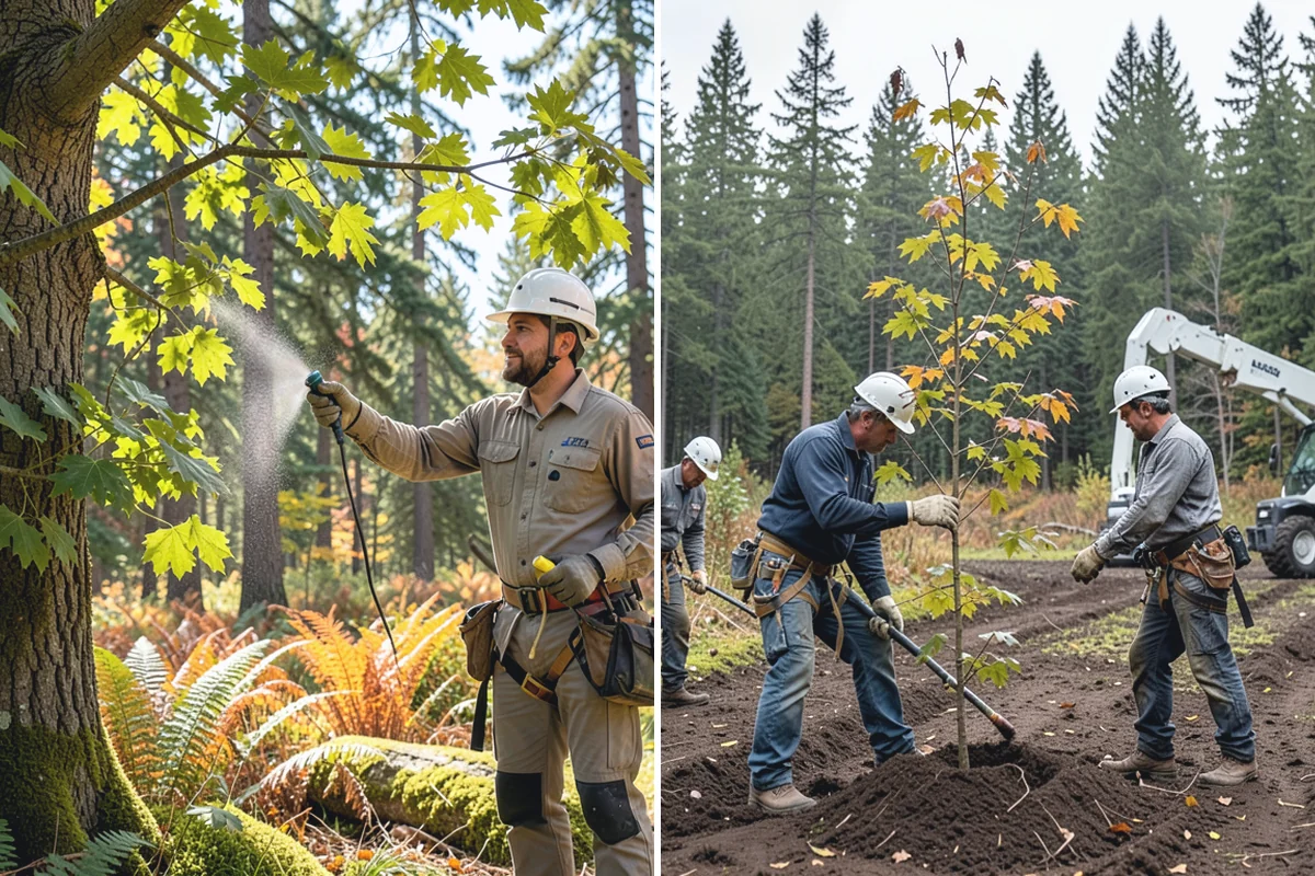 Building clearance pruning in Auburn, King County, WA - Assess canopy condition and pruning objectives