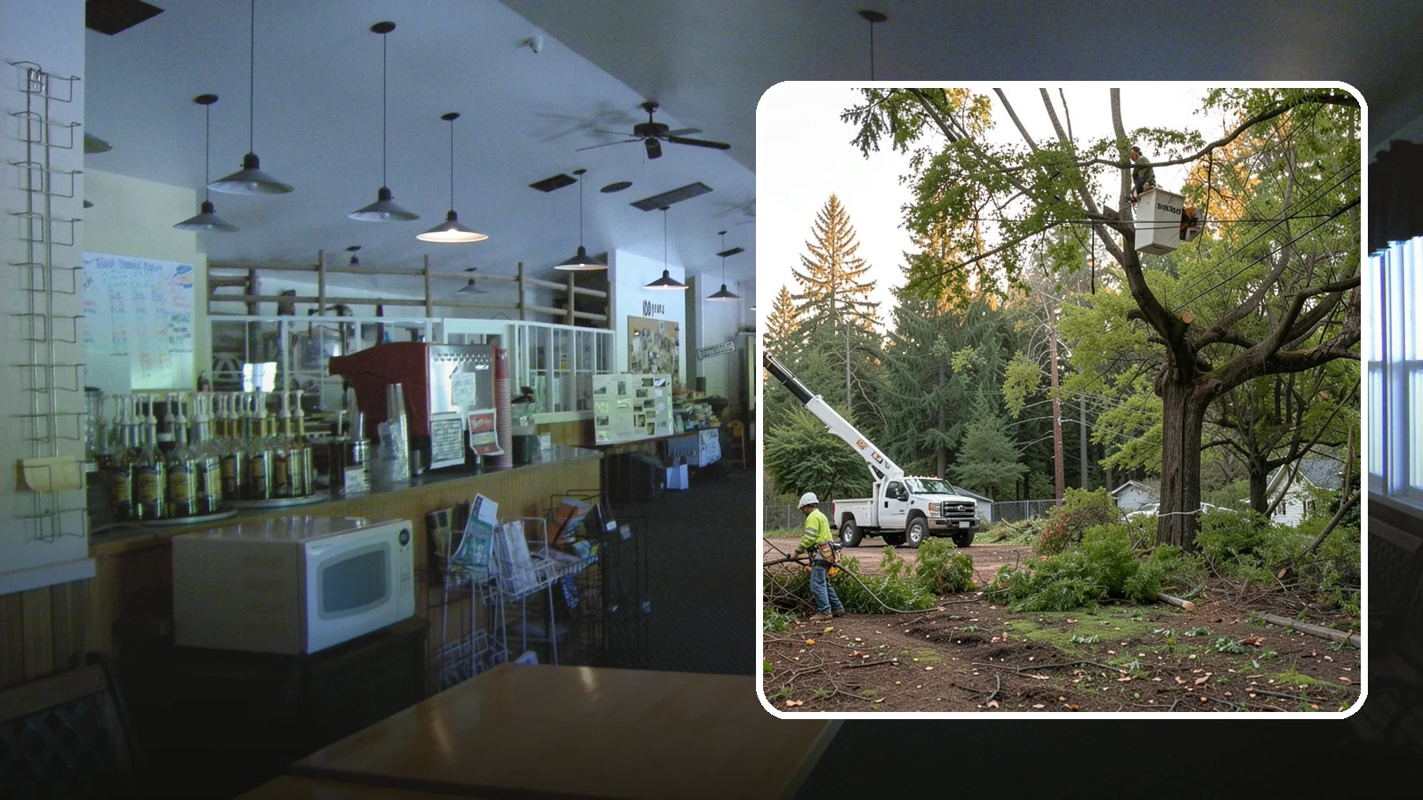 Building clearance pruning in Black Diamond, King County, WA - The pruning of branches away from walls and structures.