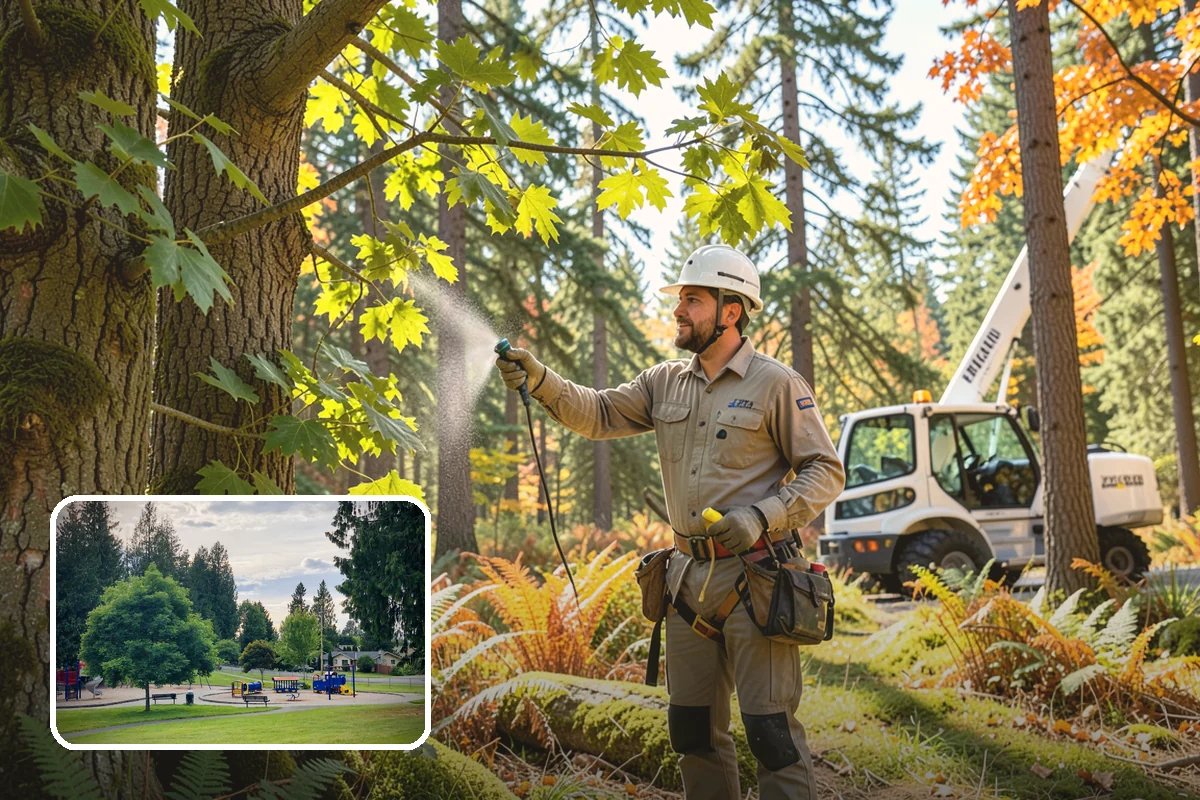 Building clearance pruning in Bonney Lake, Pierce County, WA - Improves tree structure, health, and appearance