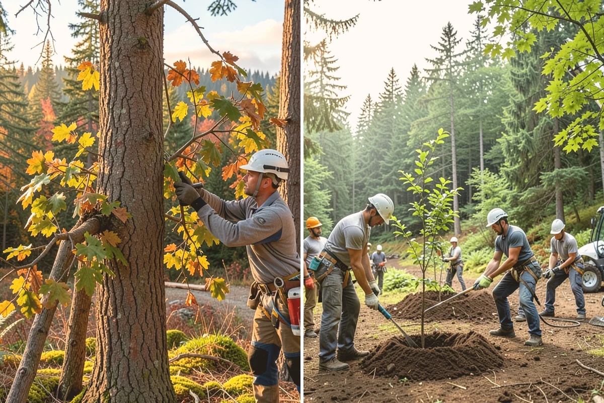 Building clearance pruning in Bothell, King County, WA - Assess canopy condition and pruning objectives