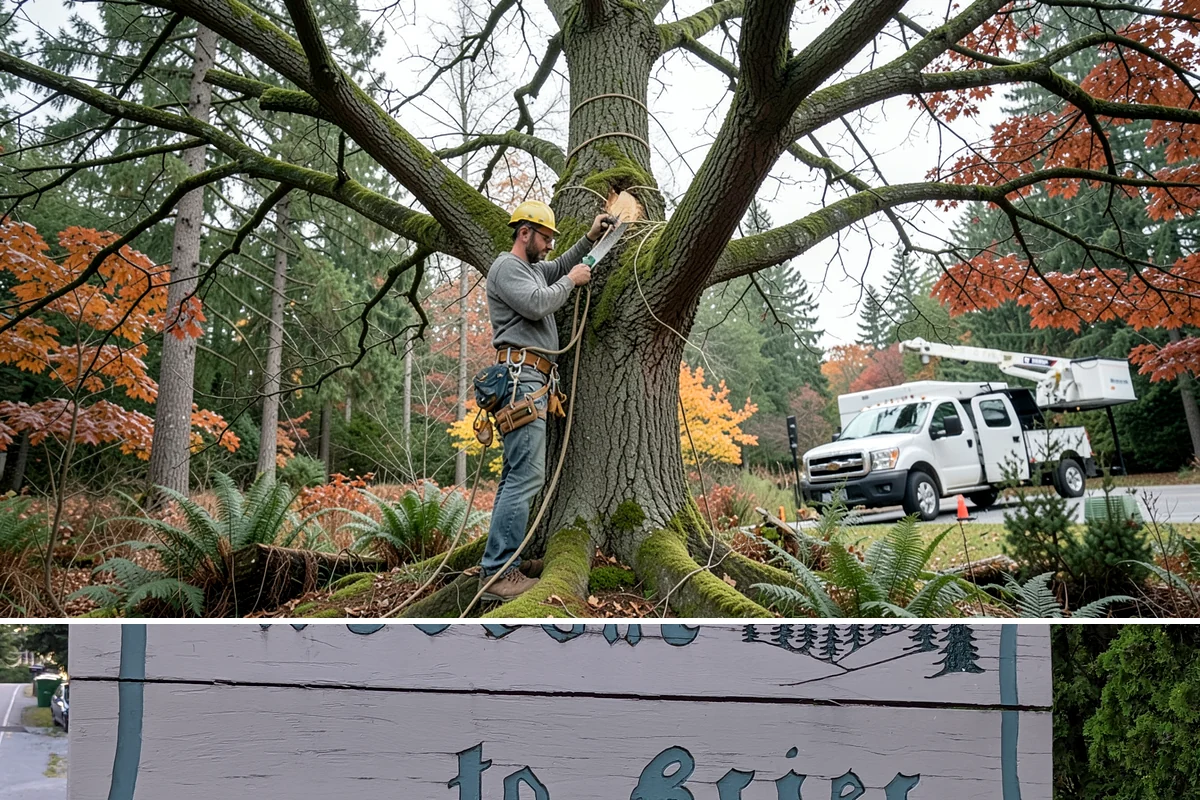 Building clearance pruning in Brier, Snohomish County, WA - Building clearance pruning can be performed year-round in the Puget Sound climate but should avoid late winter dormancy breaks or...