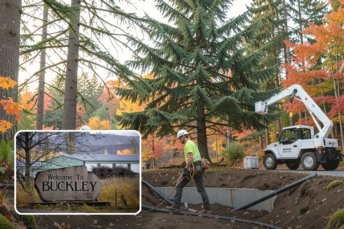 Building clearance pruning in Buckley, Pierce County, WA - Improves tree structure, health, and appearance