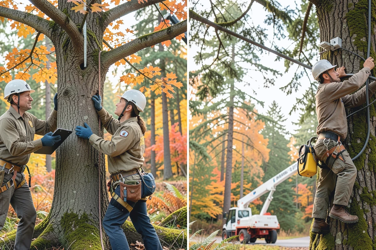 Building clearance pruning in Buckley, Pierce County, WA - Assess canopy condition and pruning objectives