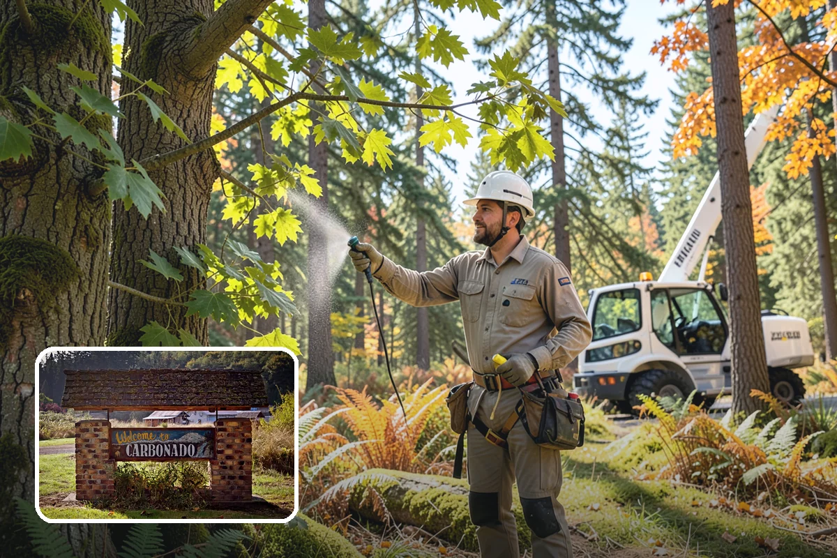 Building clearance pruning in Carbonado, Pierce County, WA - Improves tree structure, health, and appearance