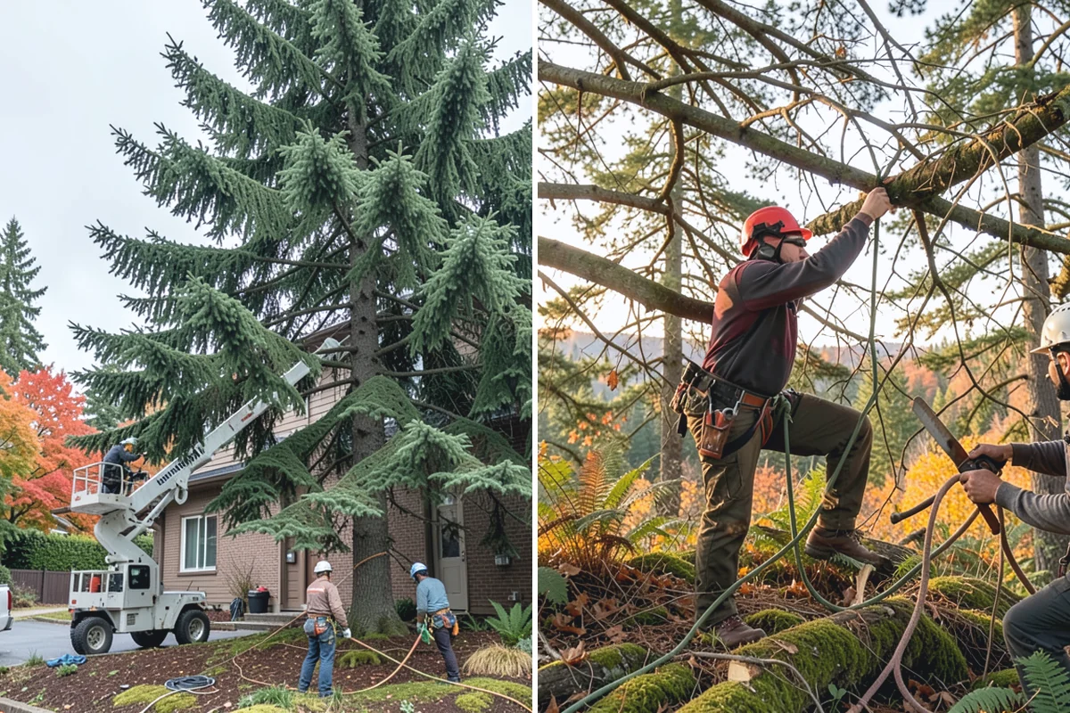 Building clearance pruning in Coupeville, Island County, WA - Assess canopy condition and pruning objectives