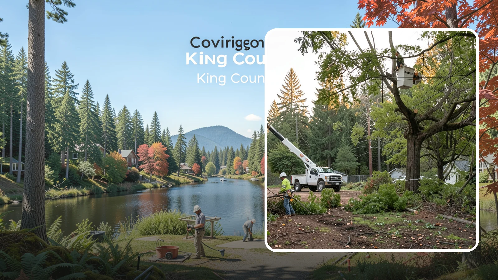 Building clearance pruning in Covington, King County, WA - The pruning of branches away from walls and structures.