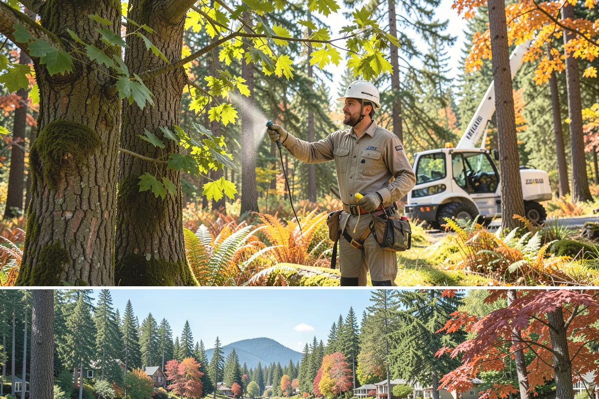 Building clearance pruning in Covington, King County, WA - Building clearance pruning can be performed year-round in the Puget Sound climate but should avoid late winter dormancy breaks or...