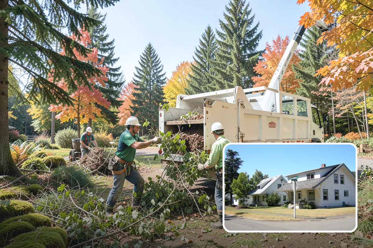Building clearance pruning in DuPont, Pierce County, WA - Improves tree structure, health, and appearance