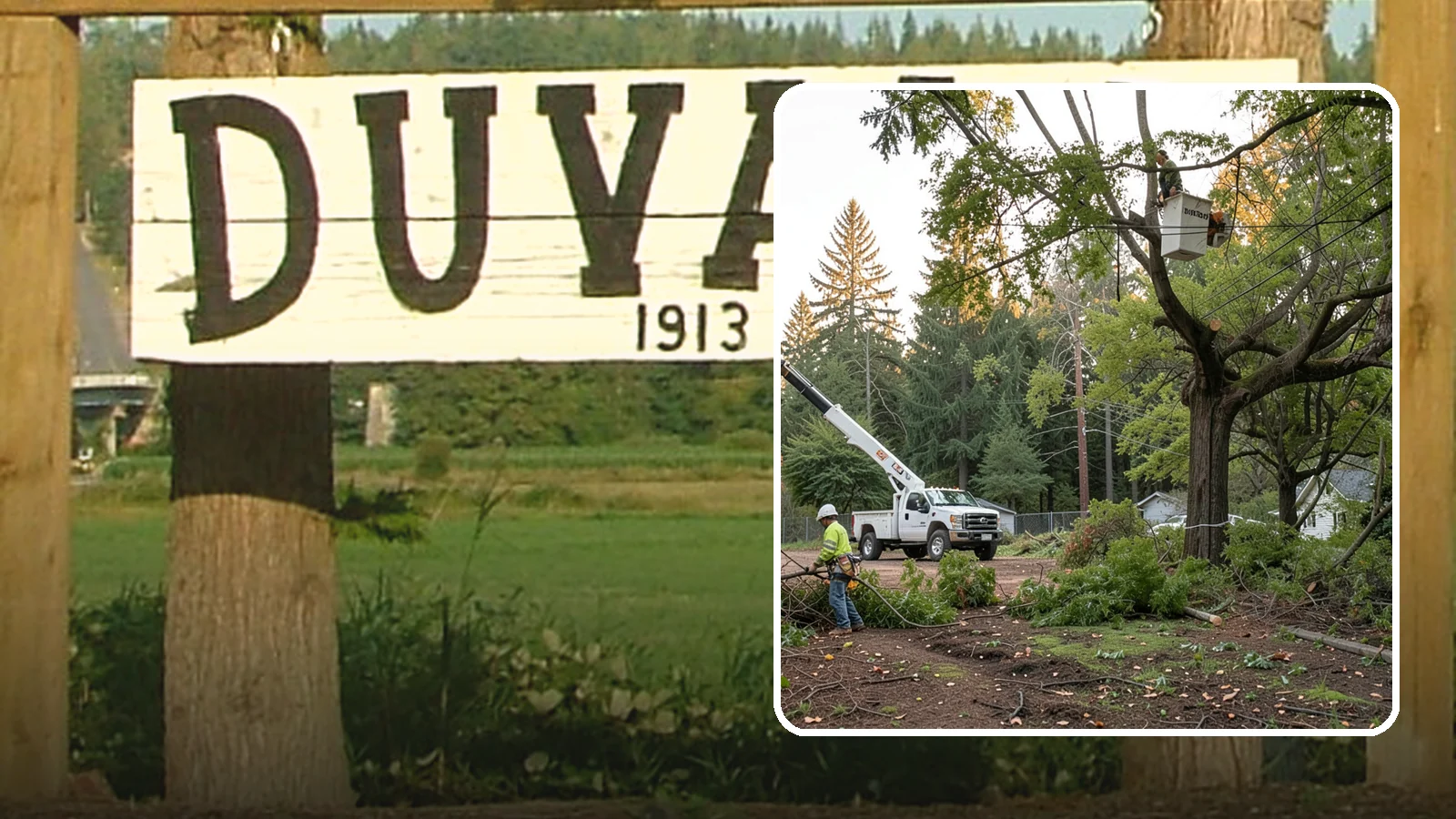 Building clearance pruning in Duvall, King County, WA - The pruning of branches away from walls and structures.
