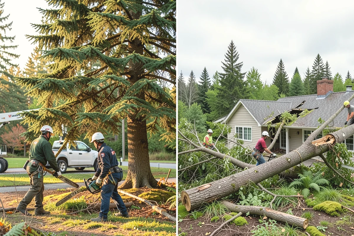 Building clearance pruning in Edgewood, Pierce County, WA - Assess canopy condition and pruning objectives