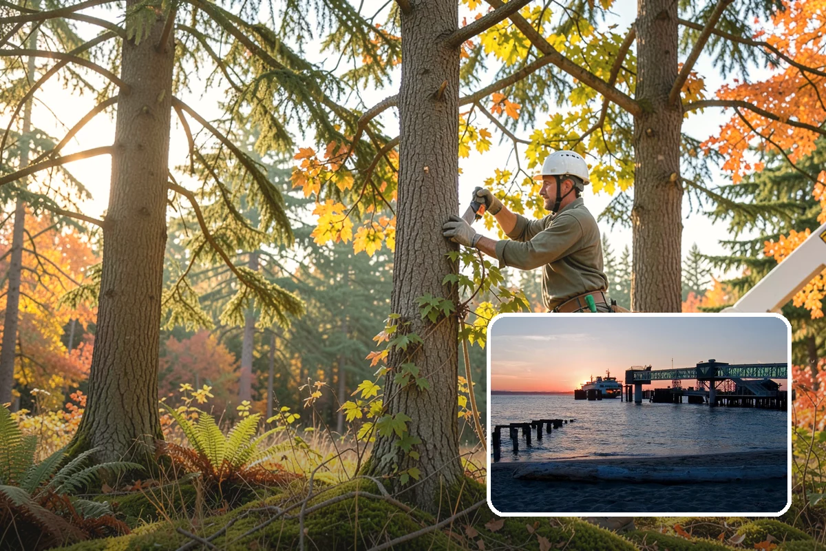 Building clearance pruning in Edmonds, Snohomish County, WA - Improves tree structure, health, and appearance