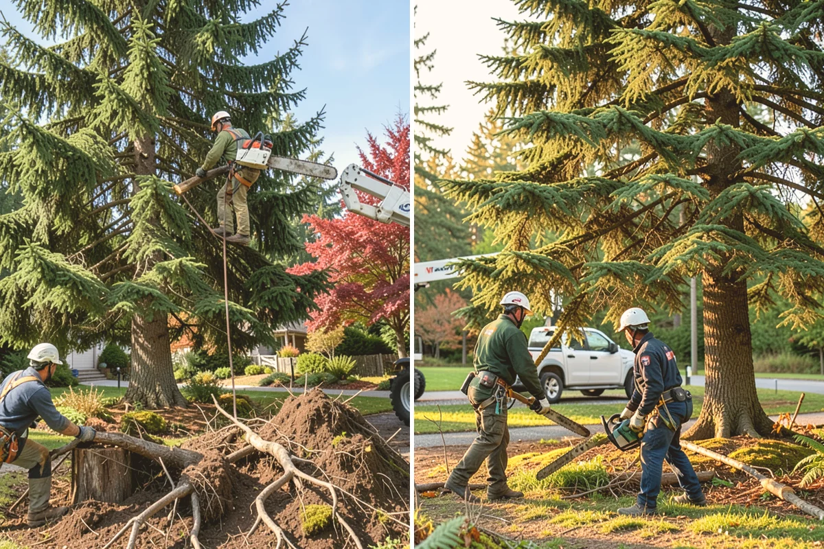 Building clearance pruning in Edmonds, Snohomish County, WA - Assess canopy condition and pruning objectives