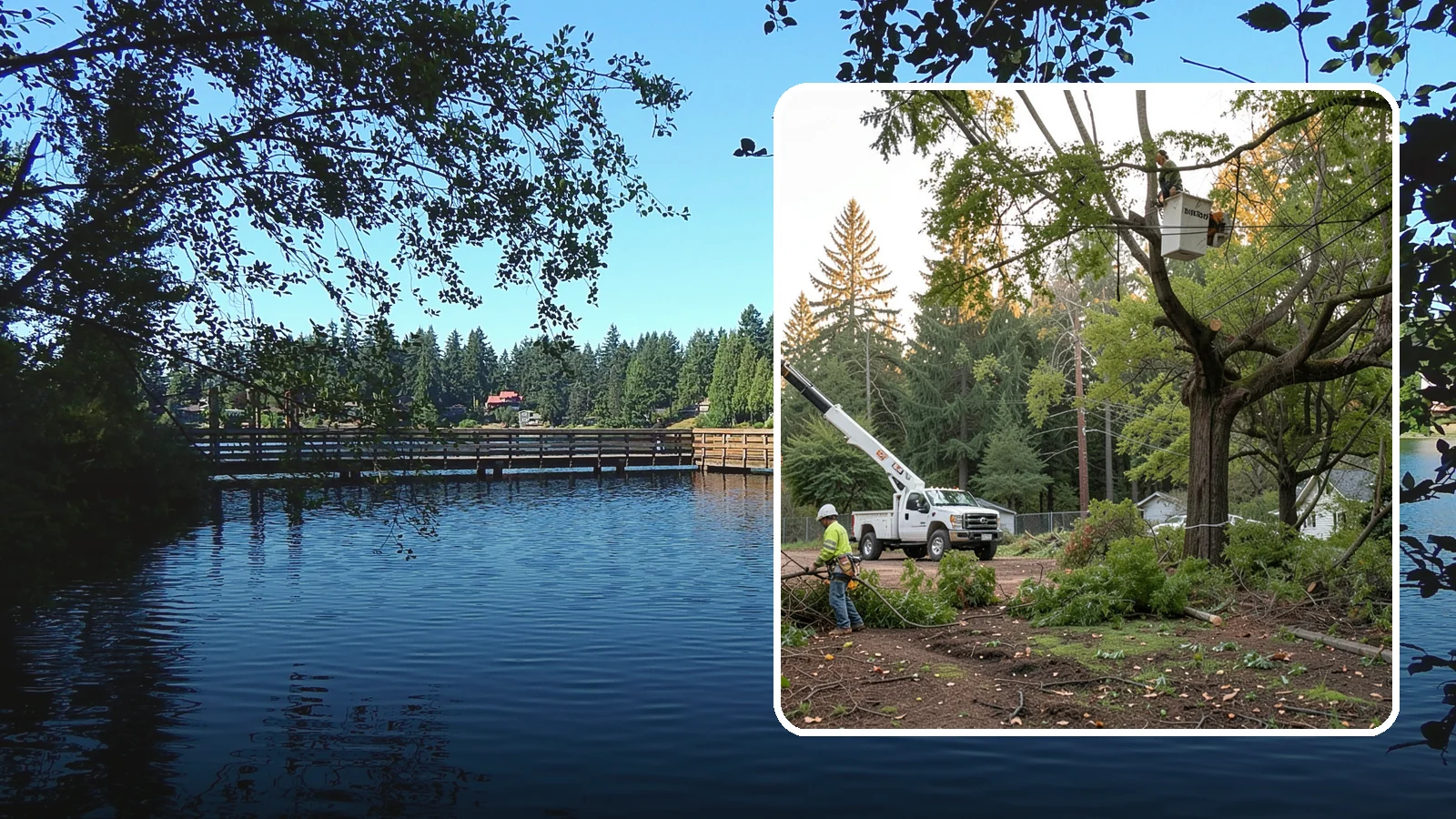 Building clearance pruning in Federal Way, King County, WA - The pruning of branches away from walls and structures.