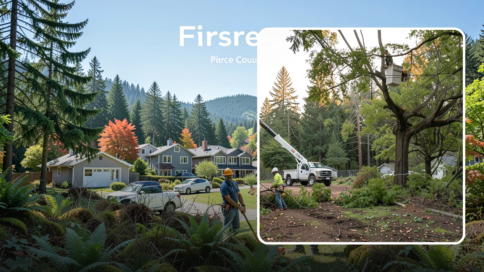 Building clearance pruning in Fircrest, Pierce County, WA - The pruning of branches away from walls and structures.