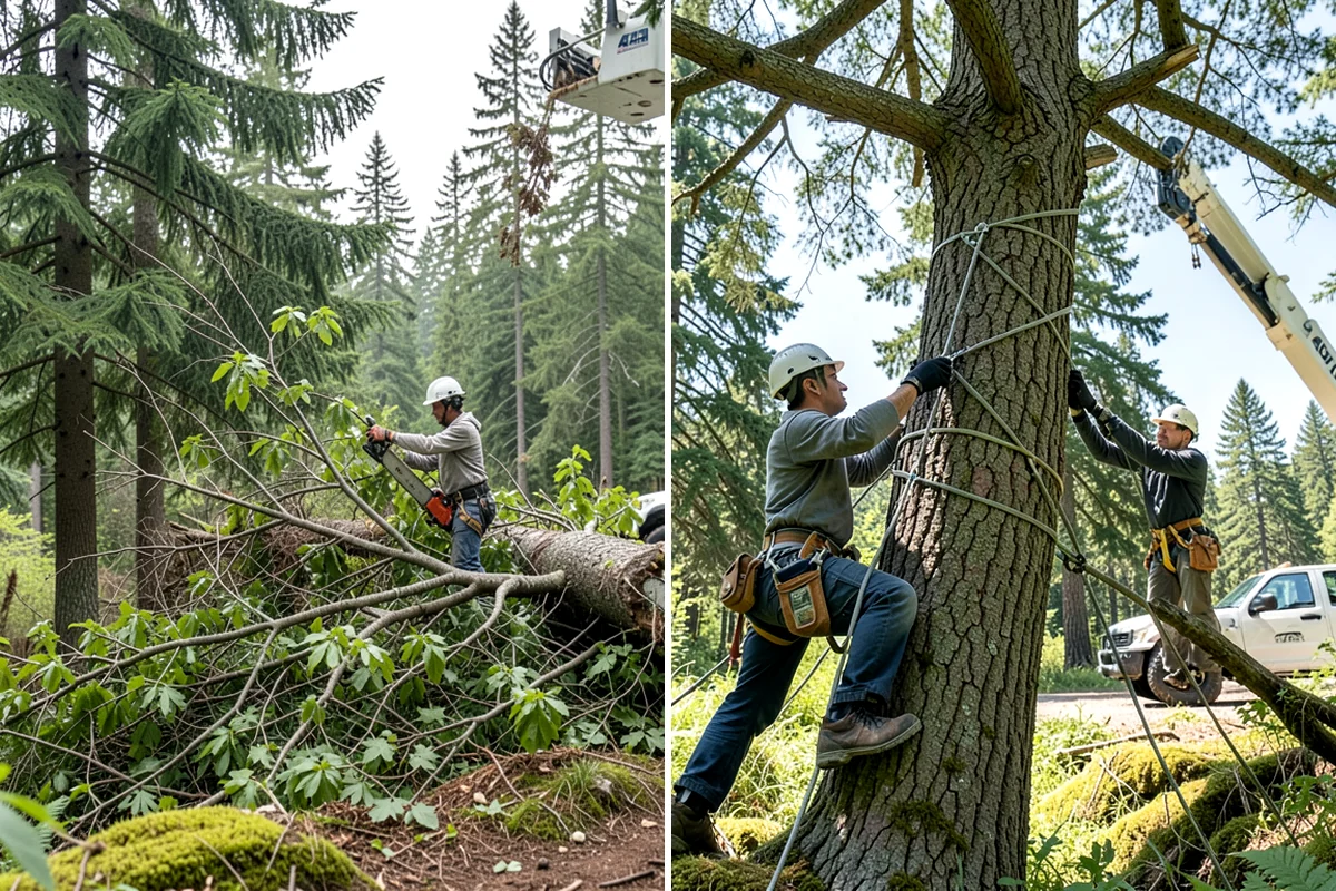 Building clearance pruning in Gig Harbor, Pierce County, WA - Assess canopy condition and pruning objectives