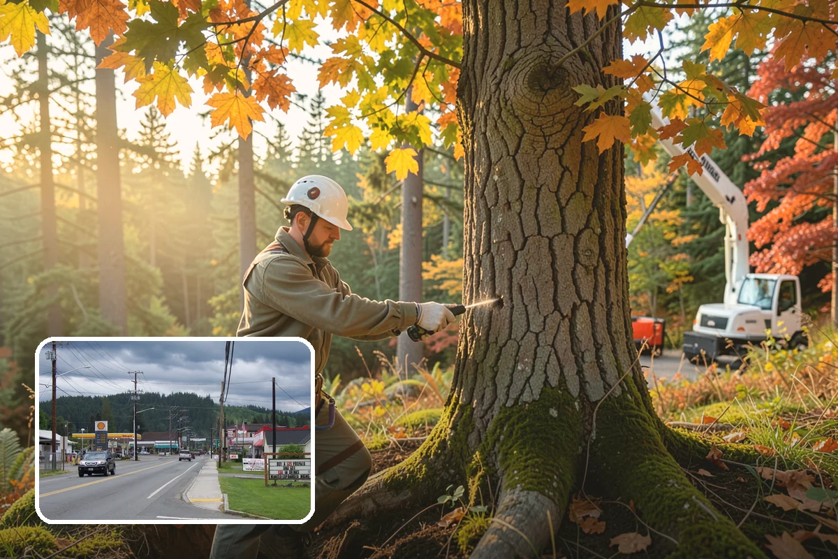 Building clearance pruning in Granite Falls, Snohomish County, WA - Improves tree structure, health, and appearance