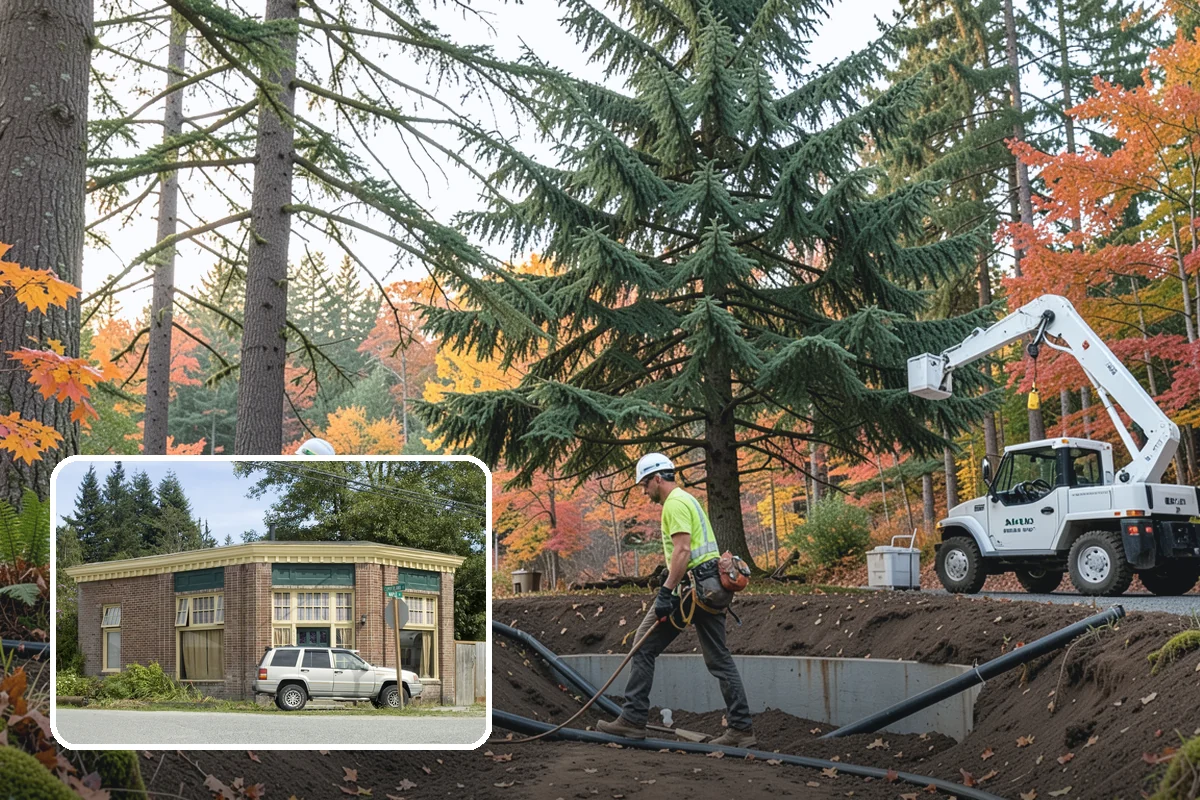 Building clearance pruning in Hamilton, Skagit County, WA - Improves tree structure, health, and appearance